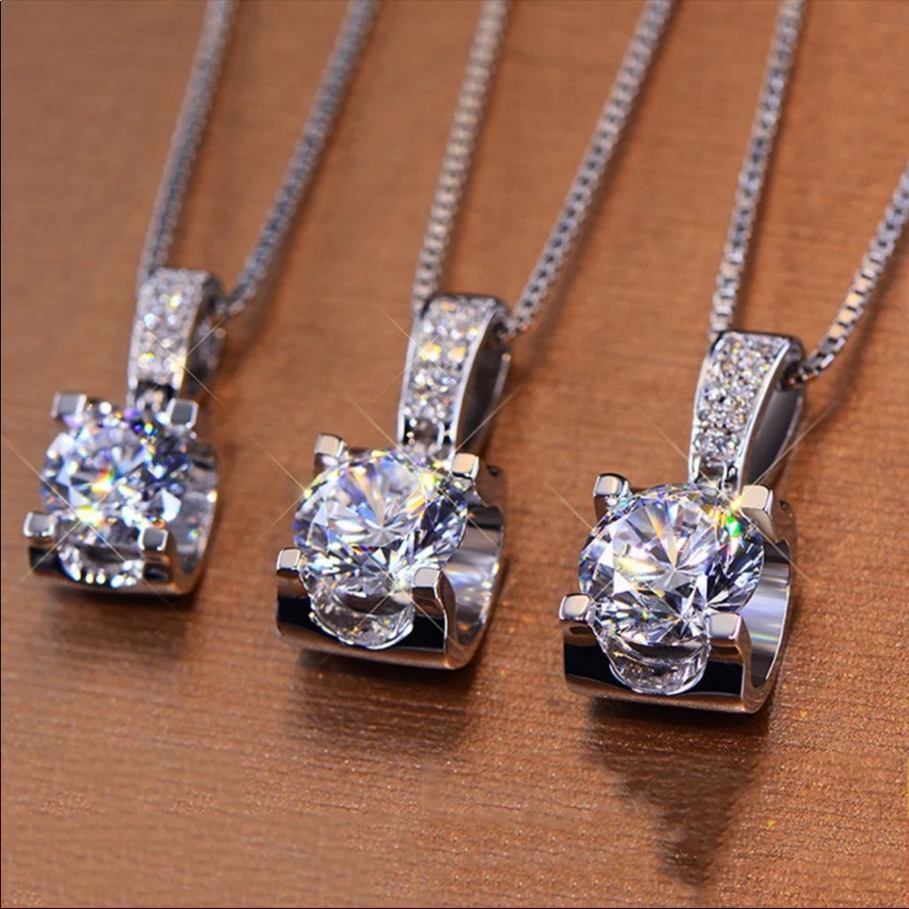 New 925 Silver Women’s Beautiful Diamond Necklace - Picture 5 of 5